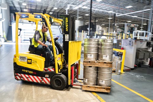 Kegs on Forklift